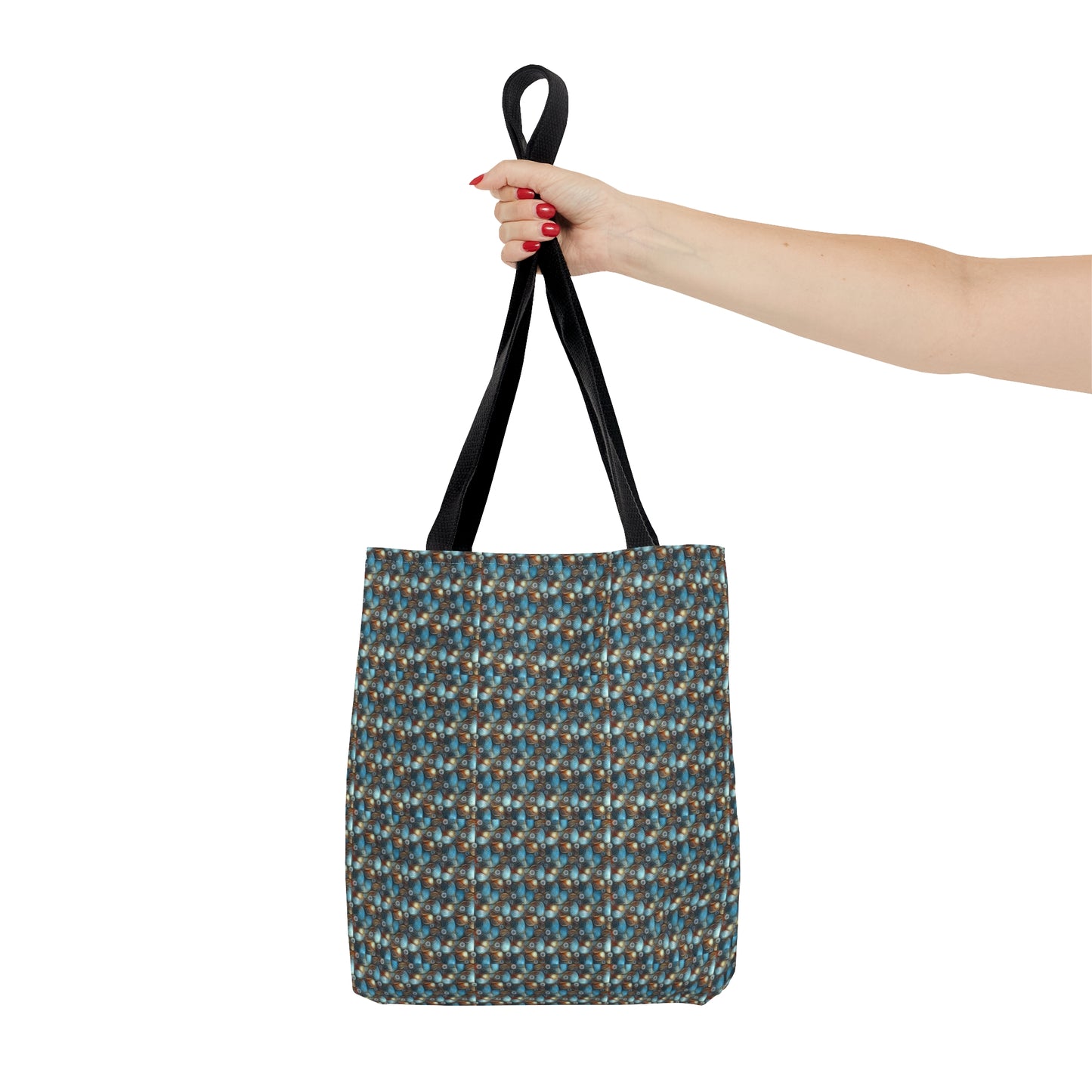 Tote Bag. Pale Blue and Red Abstract Pattern.  Pattern 7