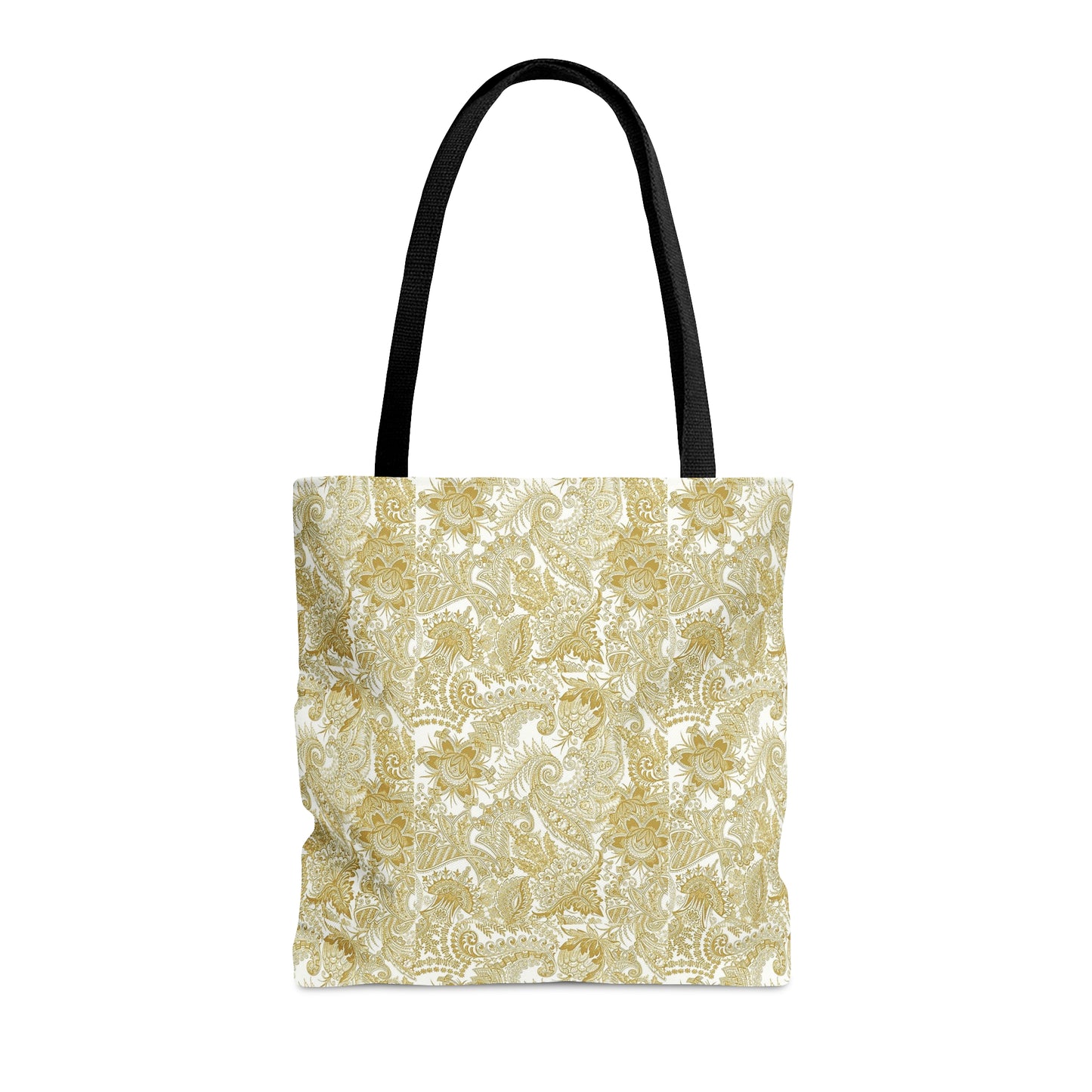 Tote Bag. Gold on White Paisley.  Pattern 9