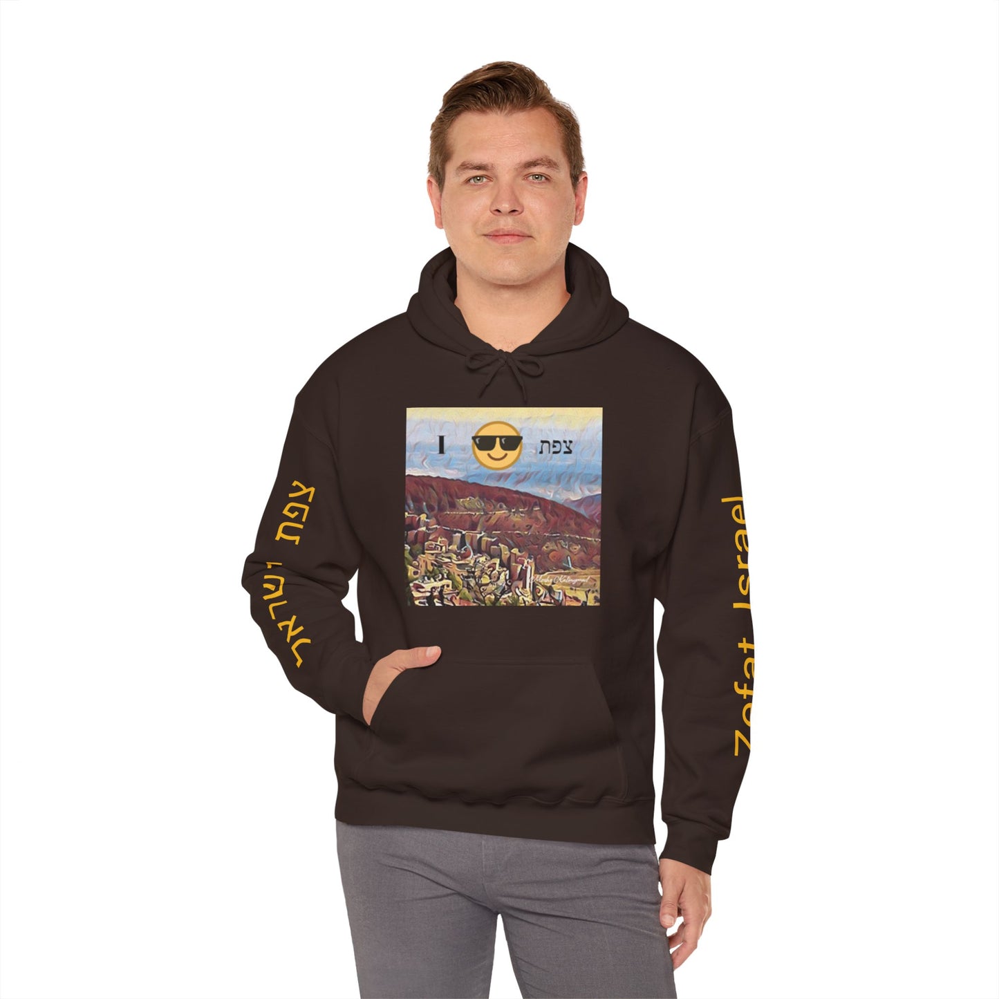 Hooded Sweatshirt with "Zefat View" print Full Color