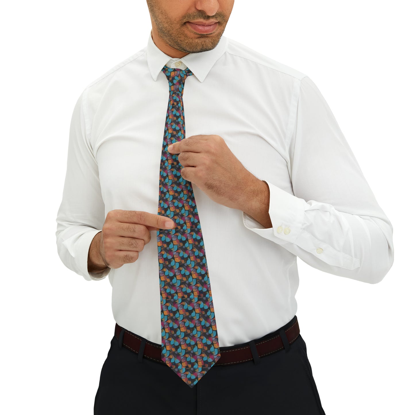 Necktie with beautiful Bright Blue and Red Original Pattern