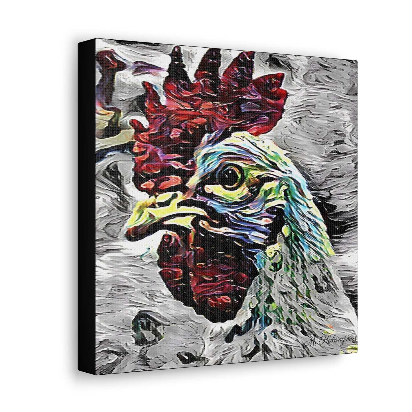 Canvas Gallery Wrap with "Resplendent Chicken'' Monochromatic Plus