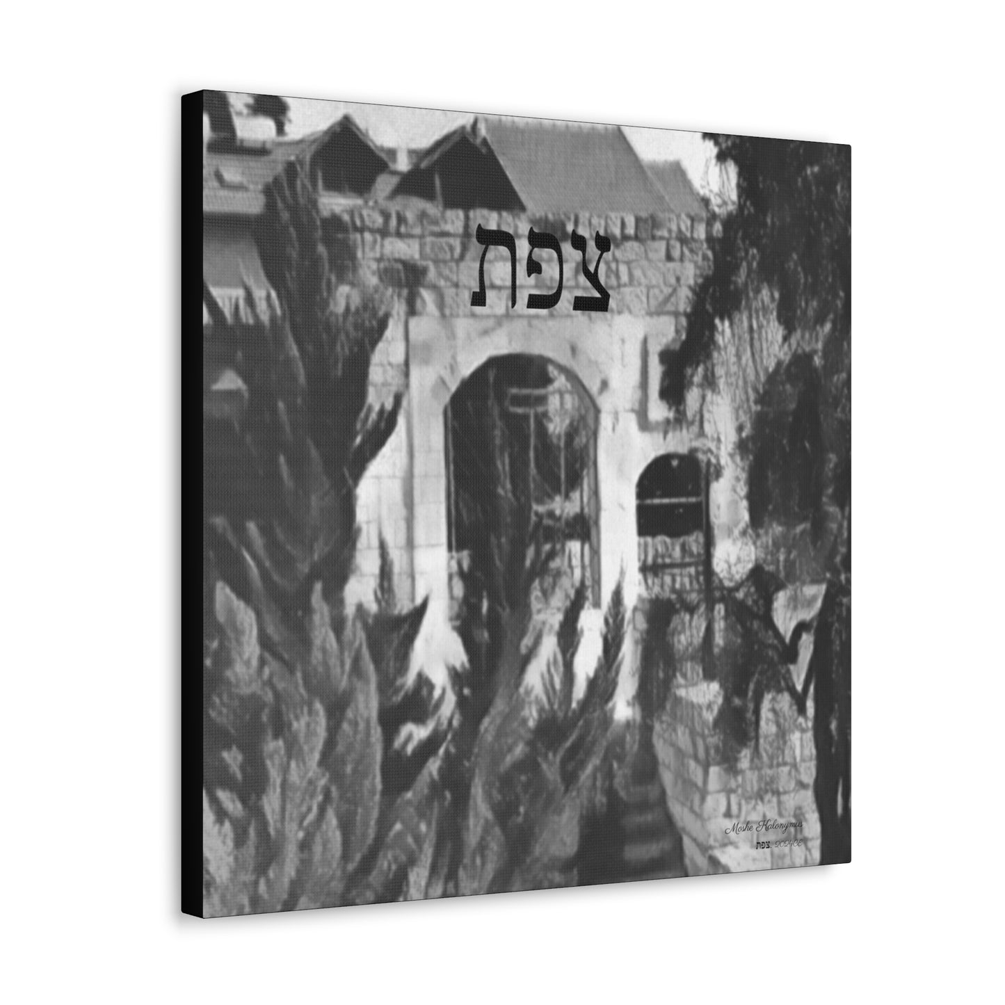 Canvas Gallery Wrap with "Magrave Shul Ruins",  Zefat, Israel [B+ W]