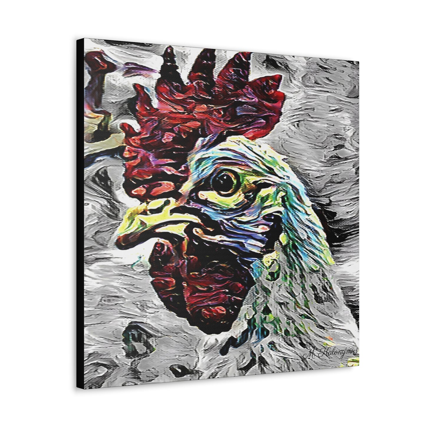 Canvas Gallery Wrap with "Resplendent Chicken'' Monochromatic Plus