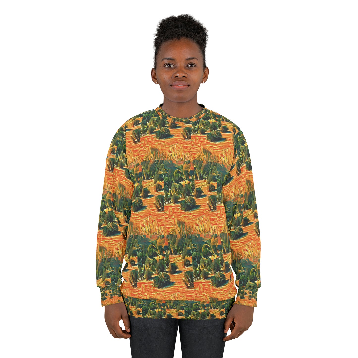 Sweatshirt with ZEFAT - BLUE VALLEY - ORANGE PATTERN