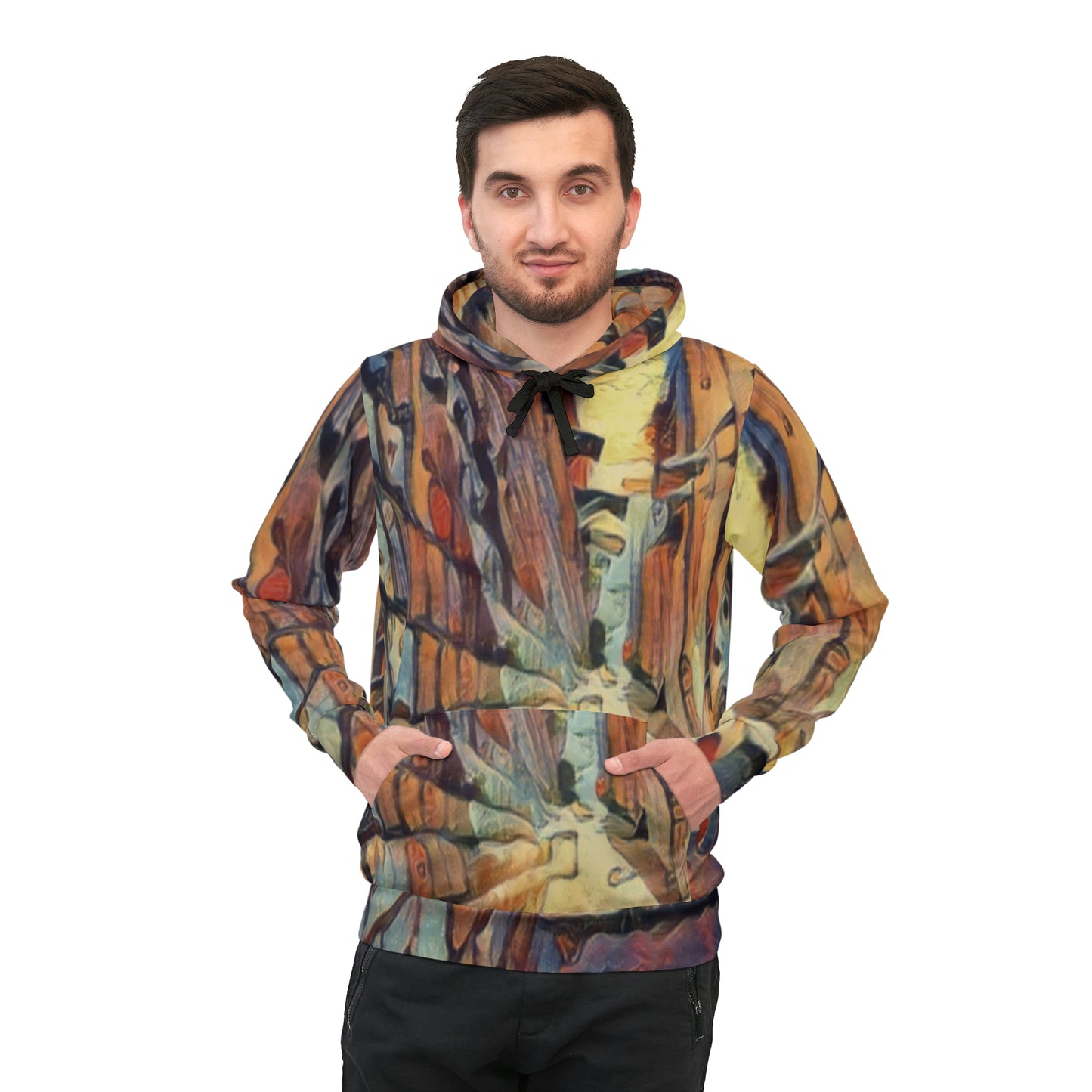 Hooded Sweatshirt with "Zefat Alleyways" all over print image