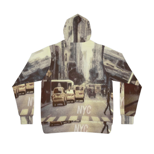 Hooded Sweatshirt with "NYC Midtown Traffic" All over Print image