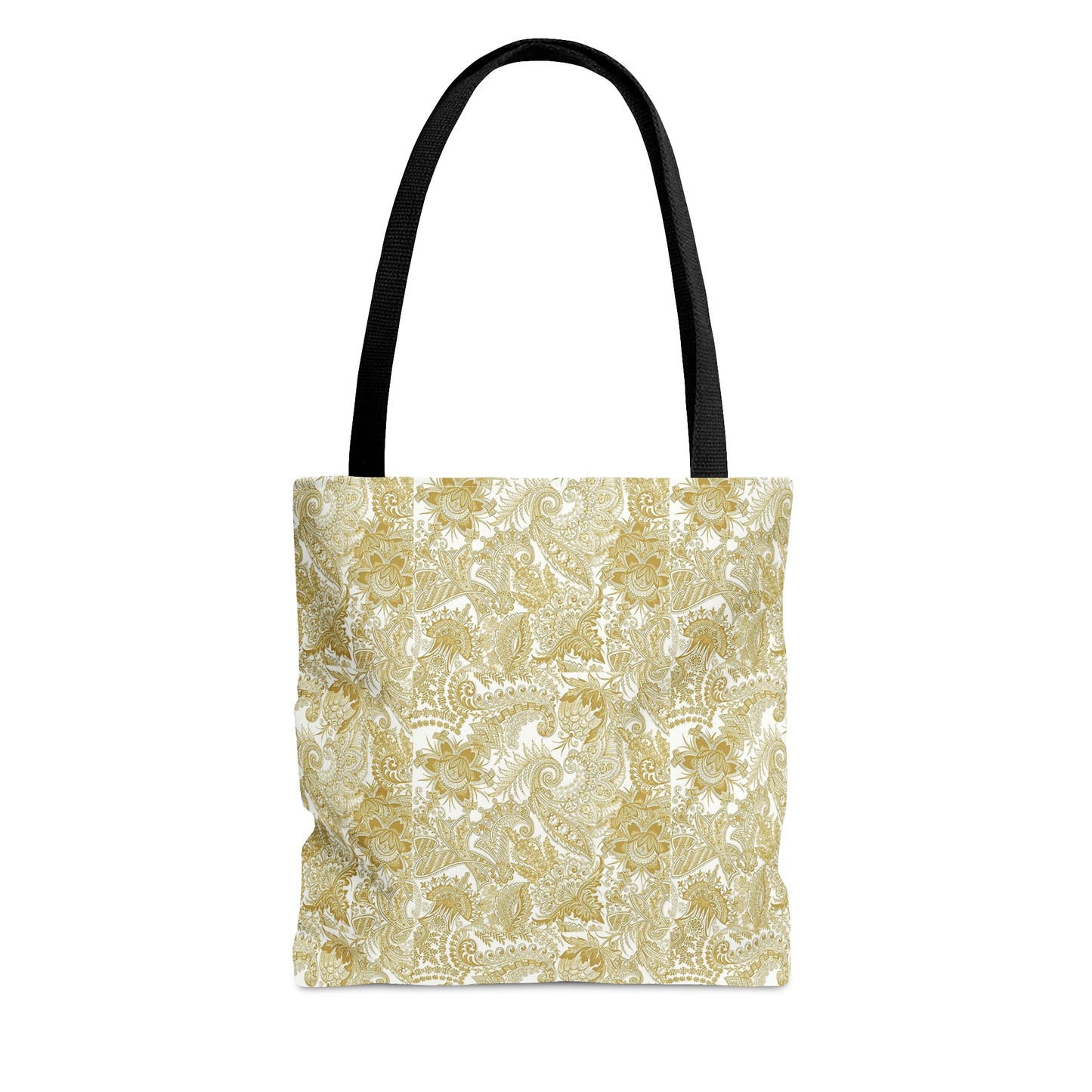 Tote Bag. Gold on White Paisley.  Pattern 9