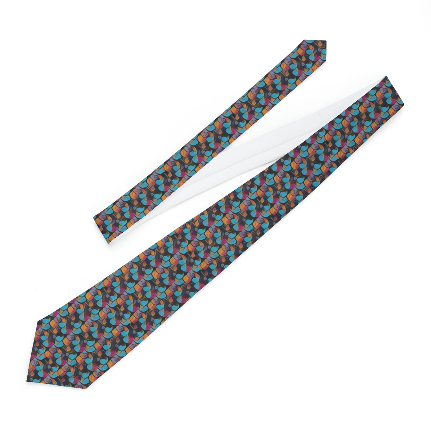 Necktie with beautiful Bright Blue and Red Original Pattern