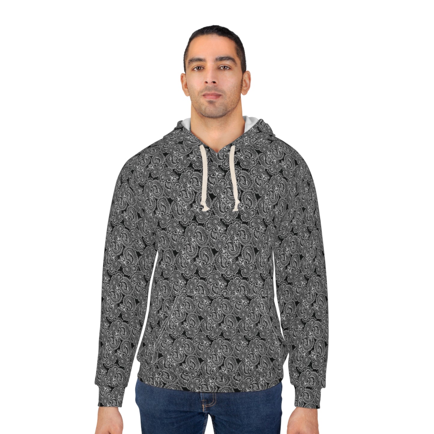 Hooded Sweatshirt with 08 2023 WHITE ON BLACK PATTERN