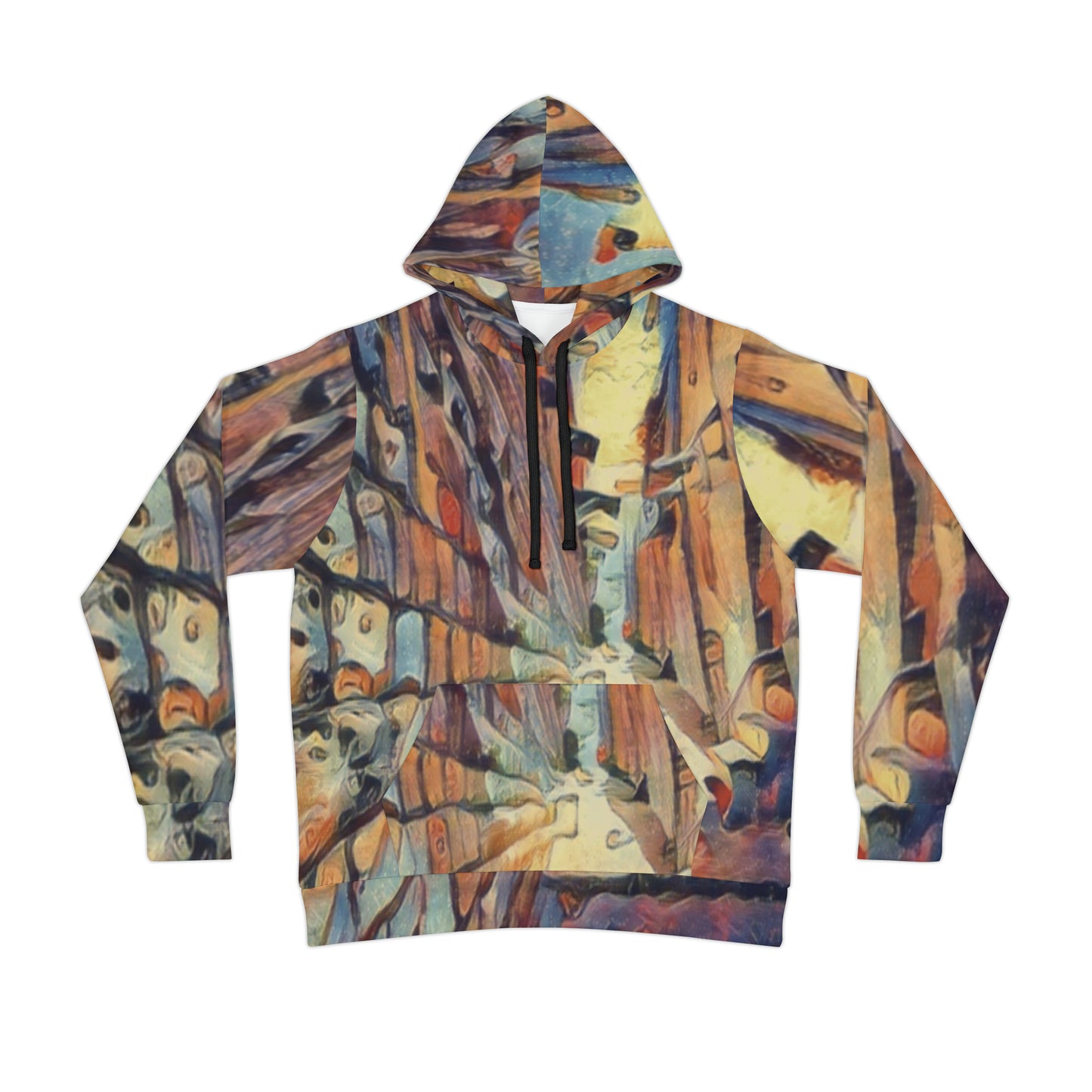 Hooded Sweatshirt with "Zefat Alleyways" all over print image