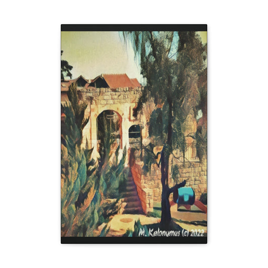 Canvas Gallery Wrap  - "Old Shul (Magrave -Lvov) Ruins ]-  Zefat - Israel,